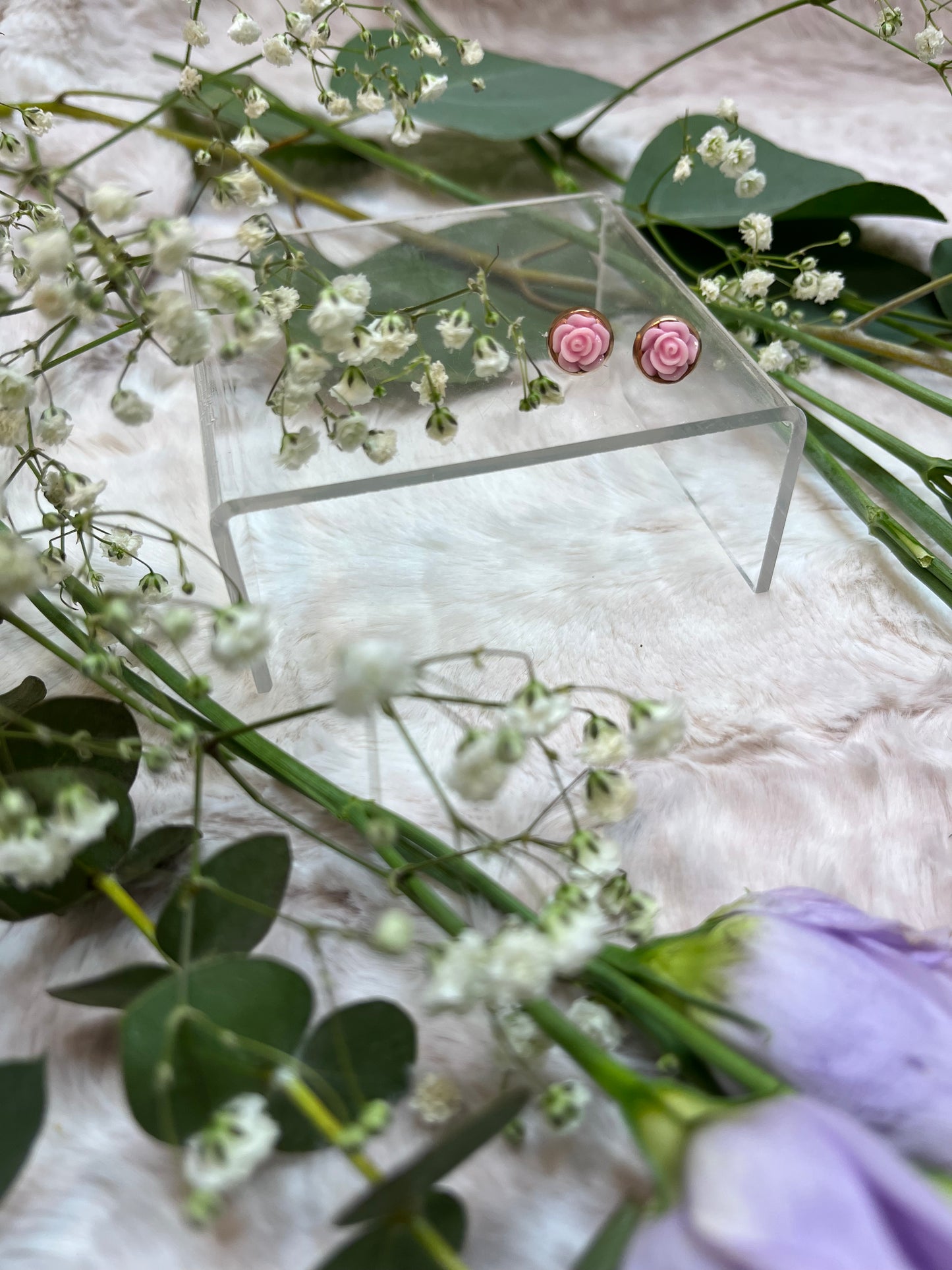 Rose on Rose Gold Stud Earrings