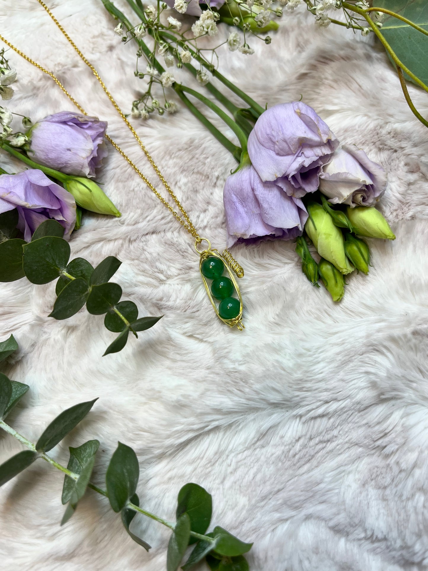 Peapod Necklace - Aventurine Crystals