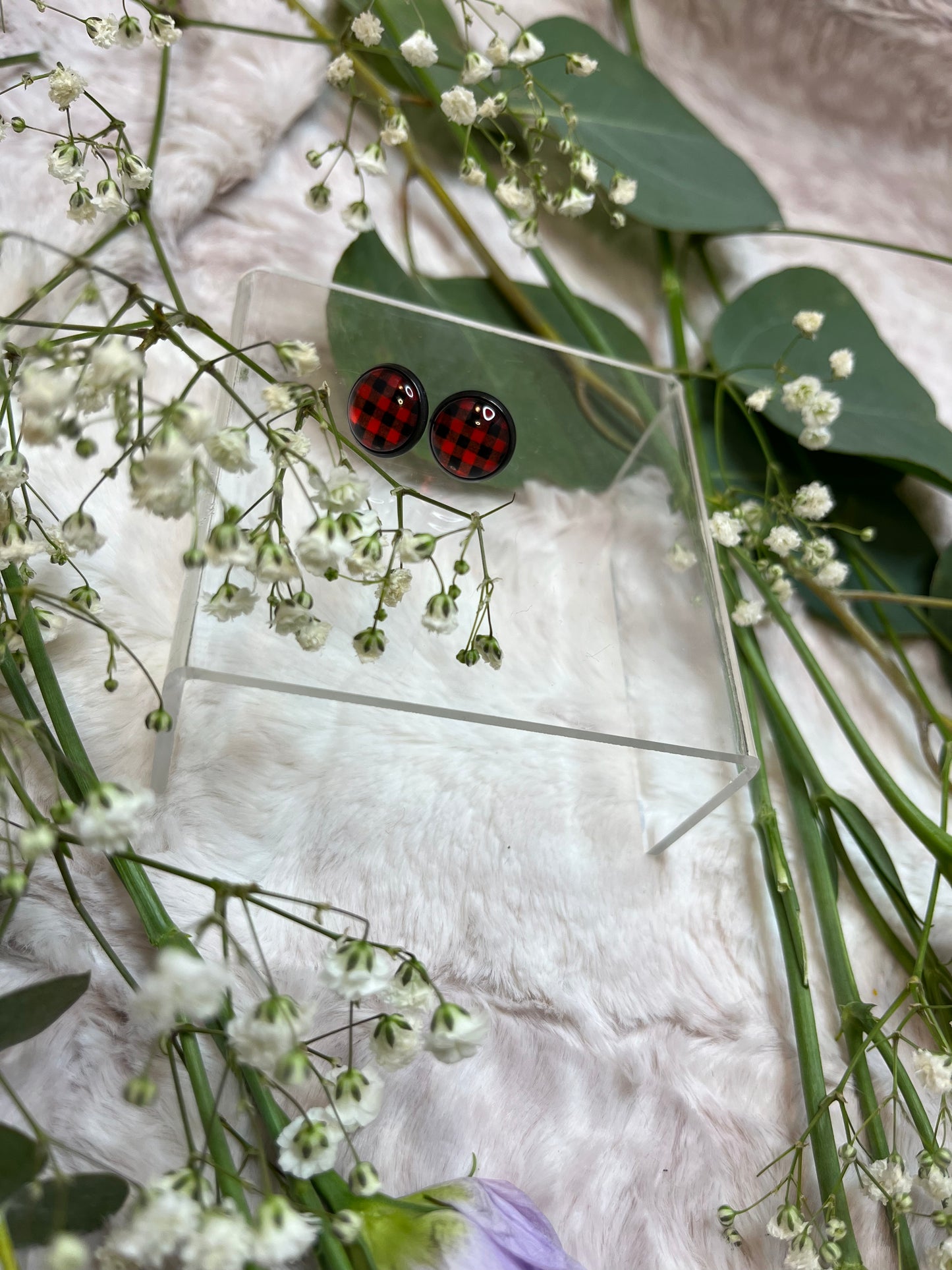 Buffalo Plaid Stud Earrings