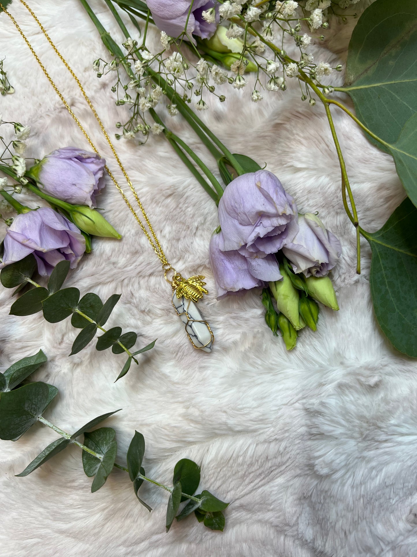 Bee and Stone Necklace