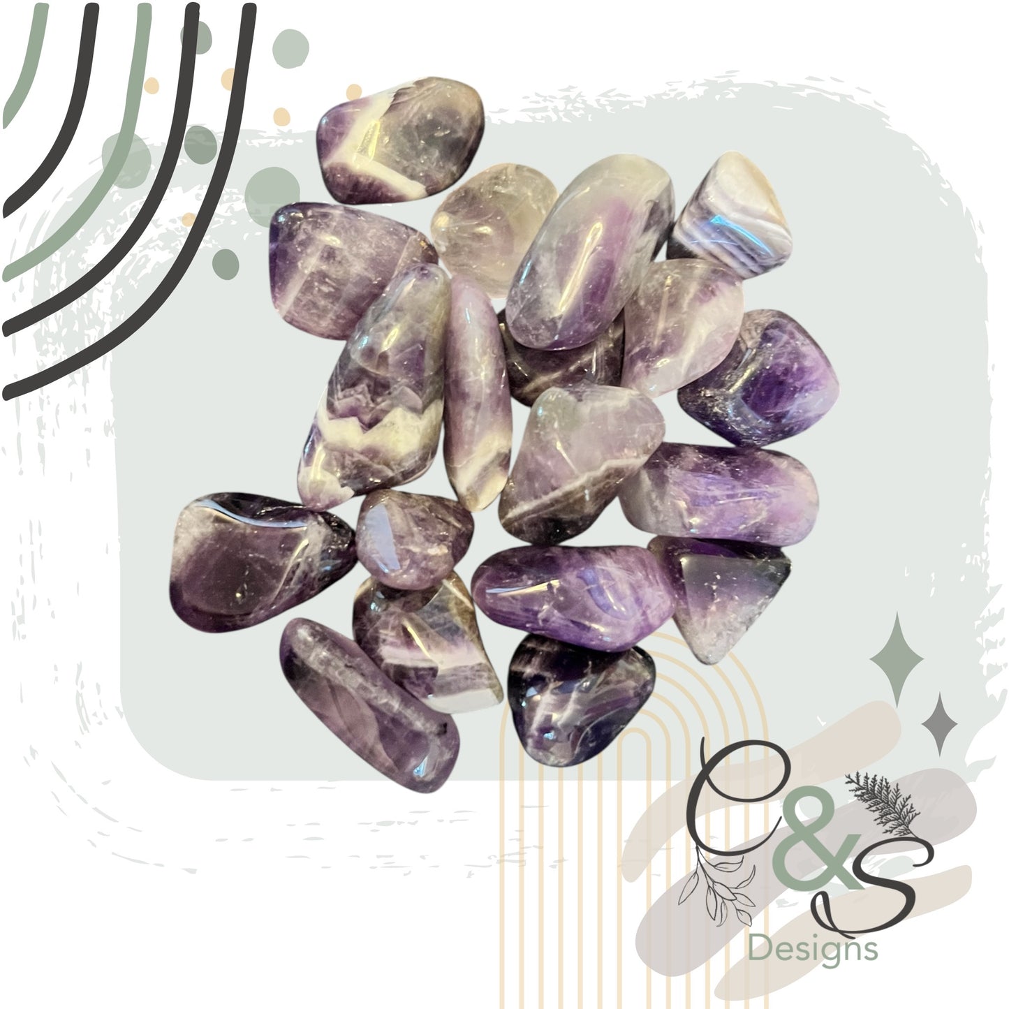 Small Chevron Amethyst Tumbled Stones – Intuition & Clarity Crystal